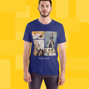 Camiseta Colagem de fotos e texto personalizados Adicionar