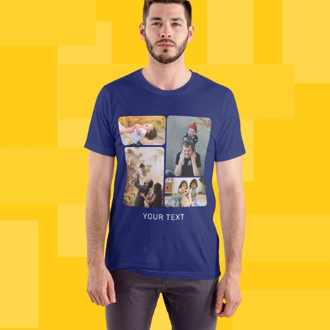 Camiseta Colagem de fotos e texto personalizados Adicionar  (Criador carregado)