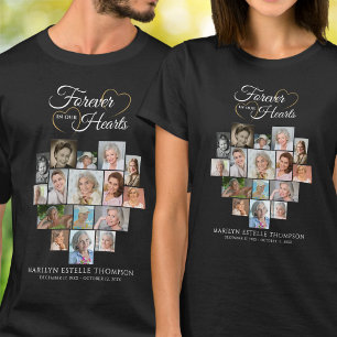 Camiseta Colagem de Fotos em Formato de Coração Memorial de