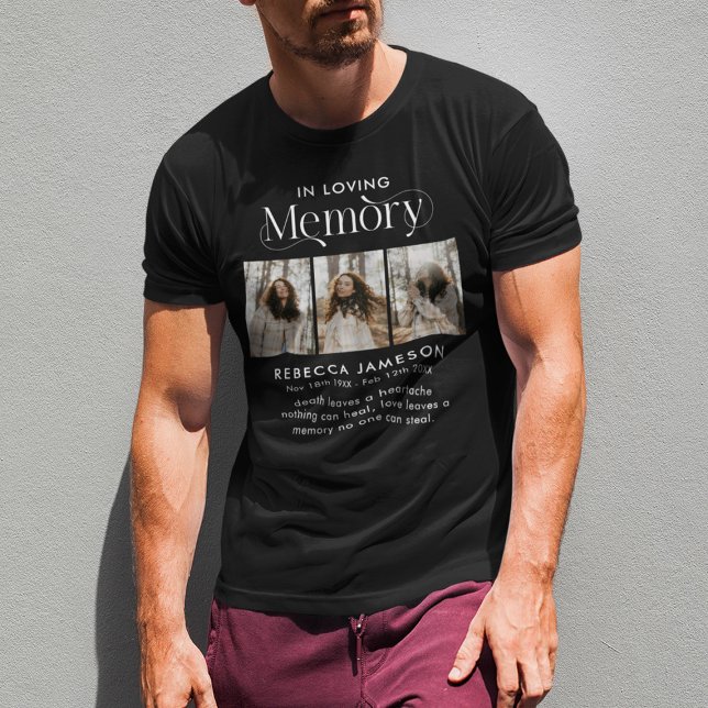 Camiseta Colagem de Fotos Memorial 'In Loving Memory' (Criador carregado)