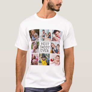 Camiseta Colagem de Fotos Moderna Melhor Pai Nunca