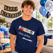 Colagem de fotos nome do aniversariante azul
