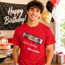 Colagem de fotos nome do cara aniversário vermelho