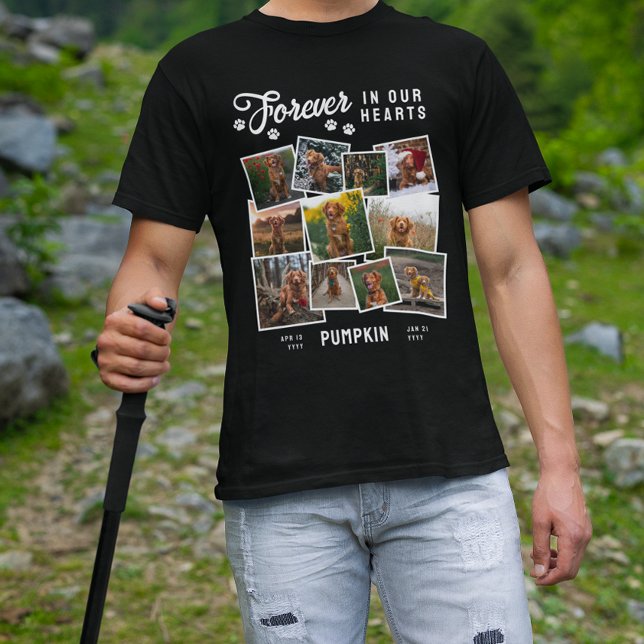 Camiseta Colagem De Fotos Para Sempre No Memorial Do Cachor (Criador carregado)