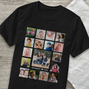 Camiseta Colagem de Fotos Personalizada 17 Nome da Família
