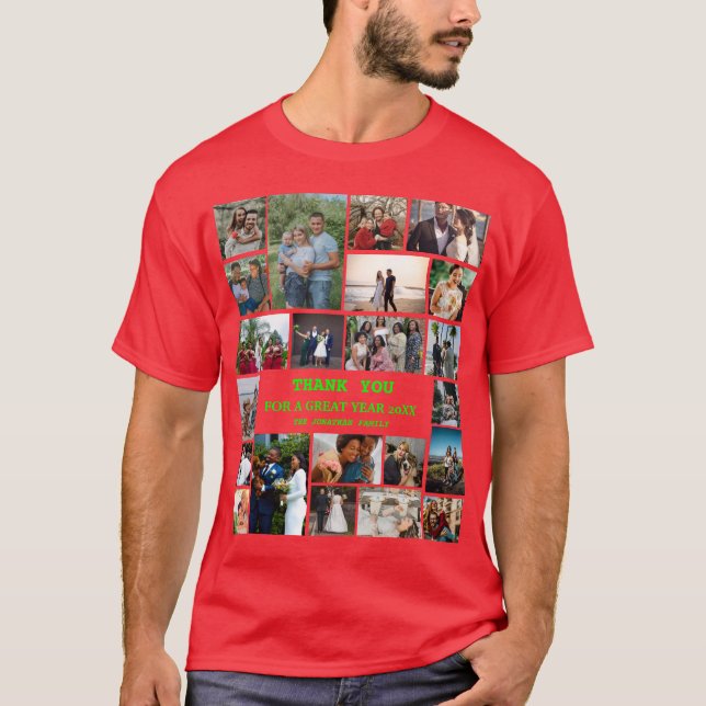 Camiseta Colagem de Fotos Personalizada da Família 22 no Fi (Frente)