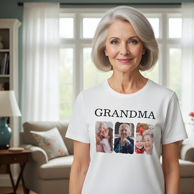 Camiseta Colagem de Fotos Personalizada da Vovó (Criador carregado)