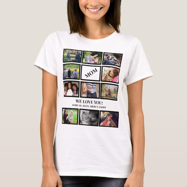 Camiseta Colagem de Fotos Personalizada do Dia de as mães 1 (Frente)