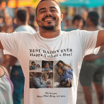 Camiseta Colagem de fotos personalizada do Melhor Pai Nunca<br><div class="desc">Moderno PAI MELHOR ATUAL Feliz Dia de os pais 4 colagem de fotos da família mantendo uma simples camiseta branca e preta com um modelo de roteiro de tipografia ousado. Crie o seu próprio com quatro imagens da família e o seu texto! Você pode alterar as cores do texto. Pode...</div>