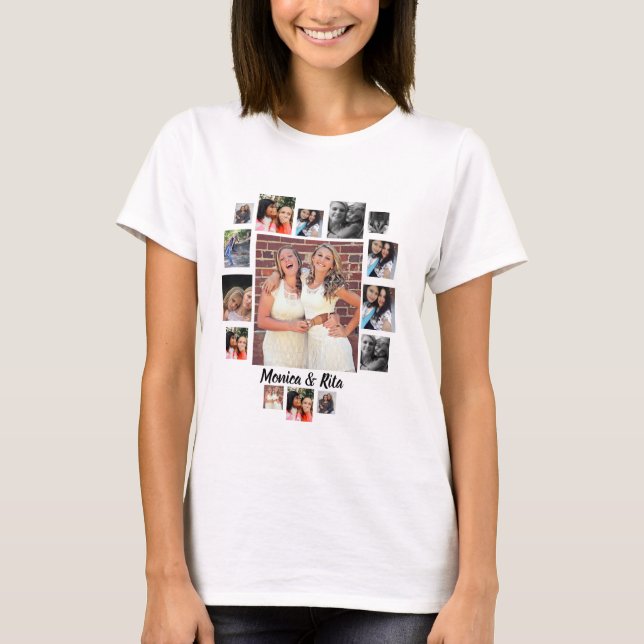 Camiseta Colagem de Fotos Personalizada dos Melhores Amigos (Frente)