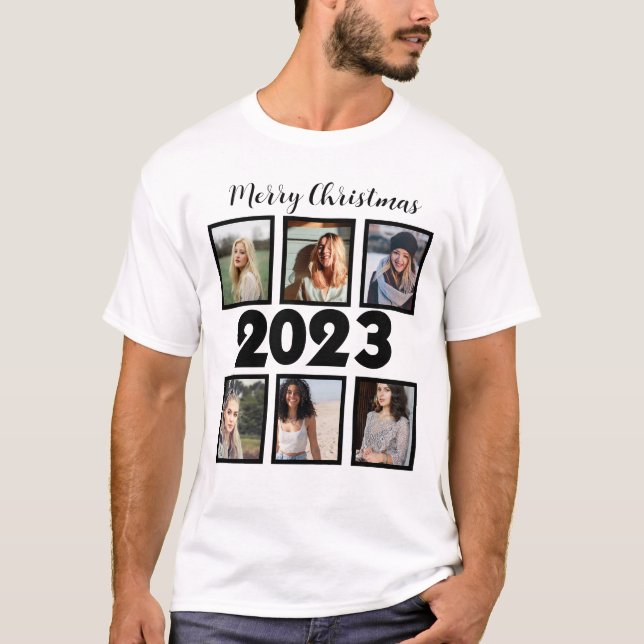 Camiseta Colagem de Fotos Personalizada Feliz Natal 2023 6 (Frente)