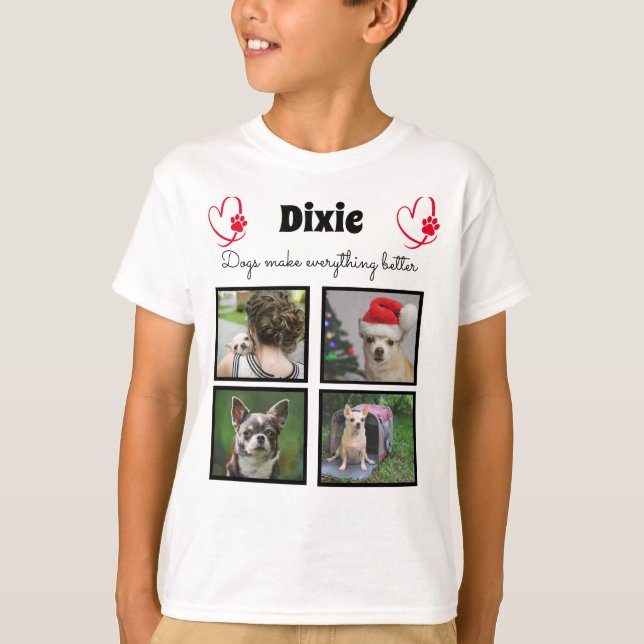 Camiseta Colagem de fotos personalizada para amantes de cãe (Frente)