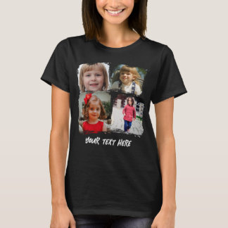 Camiseta Colagem de Fotos Personalizadas da Família com Tex