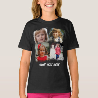 Camiseta Colagem de Fotos Personalizadas da Família com Tex