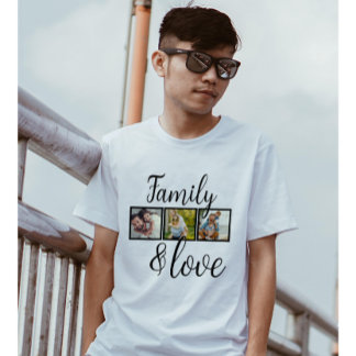 Camiseta Colagem de Fotos Personalizadas da Família e do Am