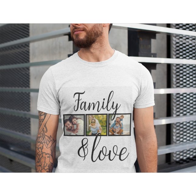 Camiseta Colagem de Fotos Personalizadas da Família e do Am (Criador carregado)
