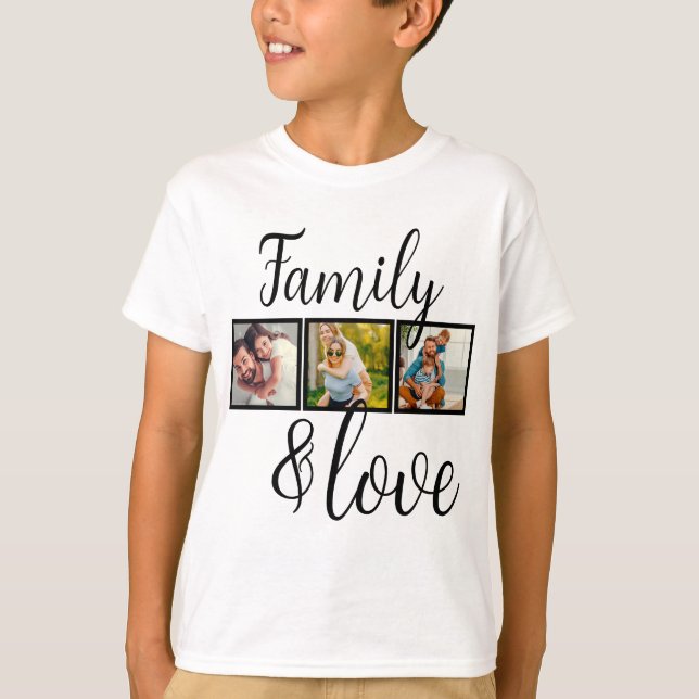 Camiseta Colagem de Fotos Personalizadas da Família e do Am (Frente)