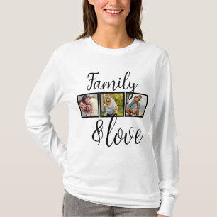 Camiseta Colagem de Fotos Personalizadas da Família e do Am