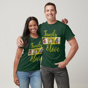 Camiseta Colagem de Fotos Personalizadas de Família e Amor
