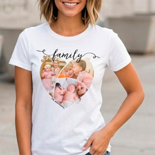 Camiseta Colagem de Fotos Personalizadas de Família em Cora
