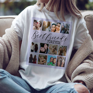Camiseta Colagem de Fotos Roxa dos Melhores Amigos
