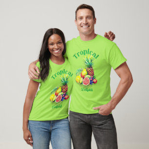 Camiseta Colagem de Frutas Tropicais