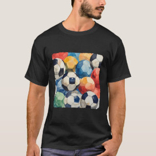 Camiseta Colagem De Futebol De Diferentes Bolas De Futebol