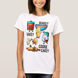 Camiseta Colagem de ingredientes de panificação fofos para