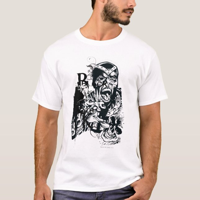 Camiseta Colagem de Mão Negra e Crânio (Frente)