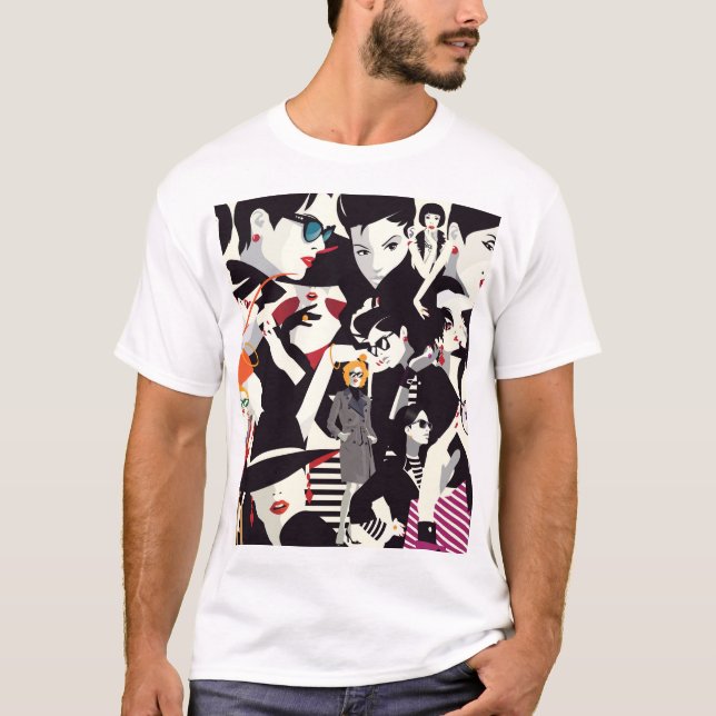 Camiseta Colagem de meninas modestas: pop (Frente)