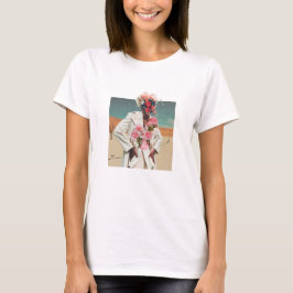 Camiseta Colagem de Mídia Mista de Flor