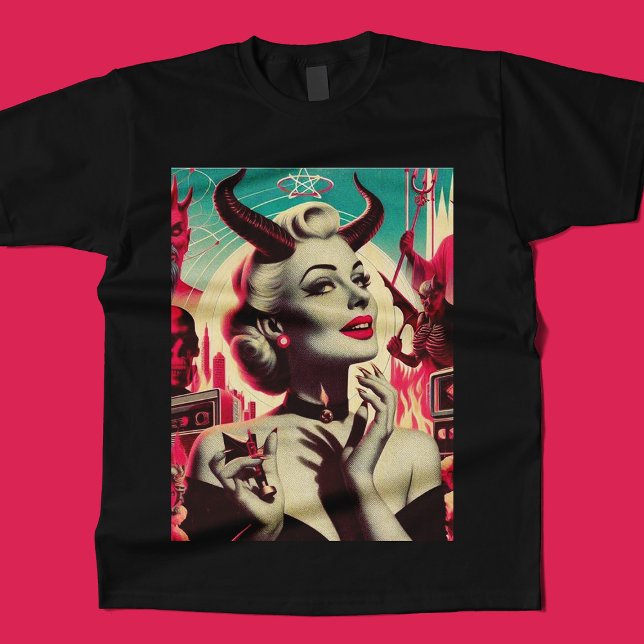 Camiseta Colagem de Mulheres Devilish Retro (Criador carregado)