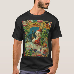 Camiseta Colagem de Natal do Papai Noel Vitoriano Antigo