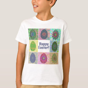 Camiseta Colagem de Ovos Coloridos Decorativos de Abstrato