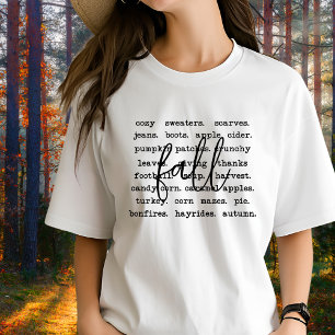 Camiseta Colagem de Palavras de Vibes de Queda