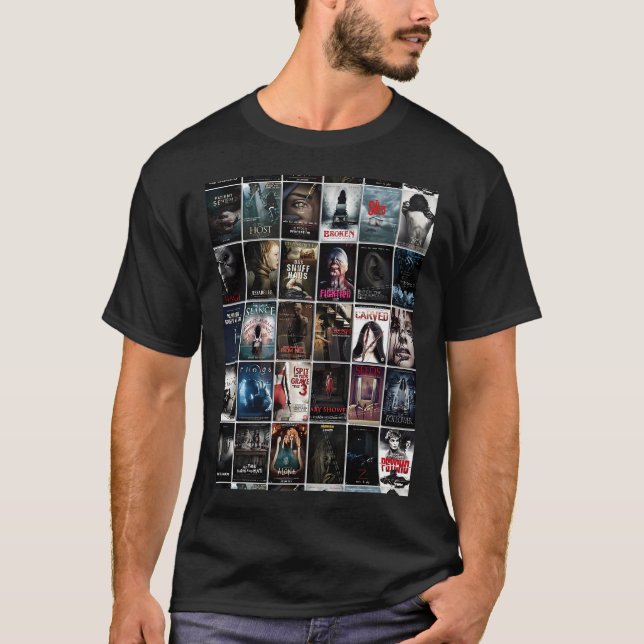 Camiseta Colagem de Poster de Filme de Retro Horror (Frente)