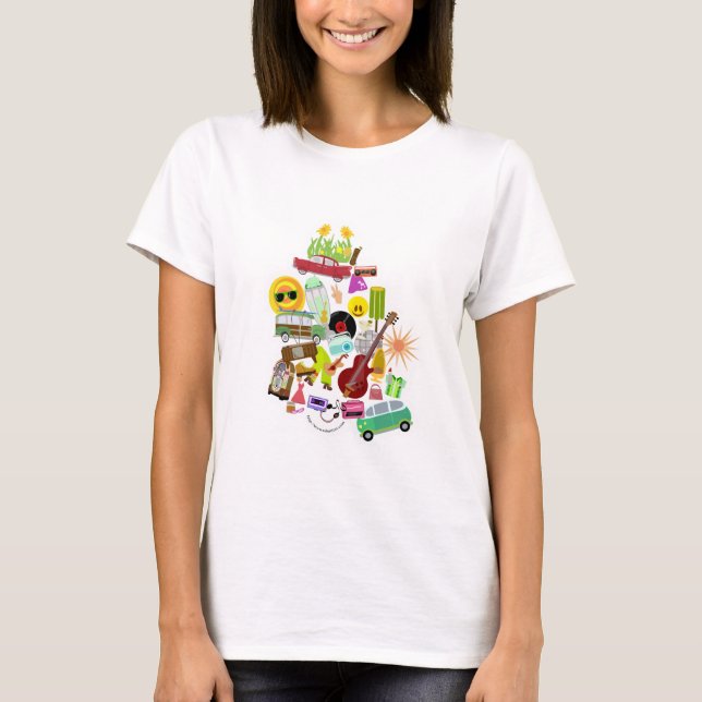 Camiseta Colagem de Retro Ilustrada Nostalgia Flashback Des (Frente)