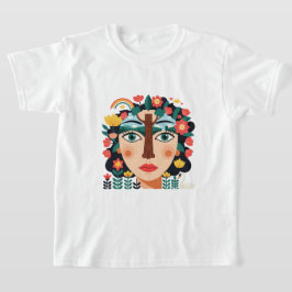 Camiseta Colagem de rosto de desenho animado