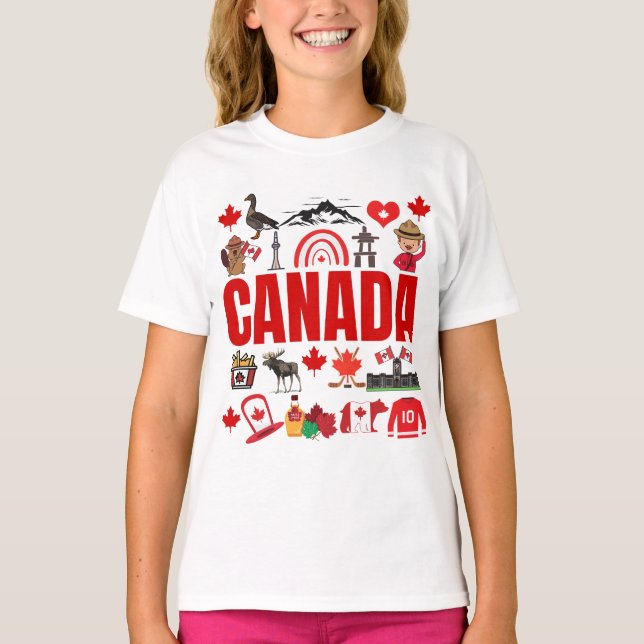 Camiseta Colagem de Símbolos Cons do Canadá (Frente)