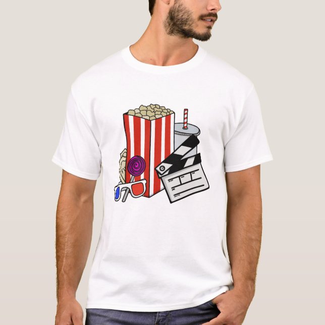 Camiseta Colagem de Snacks de Cinema Retro (Frente)