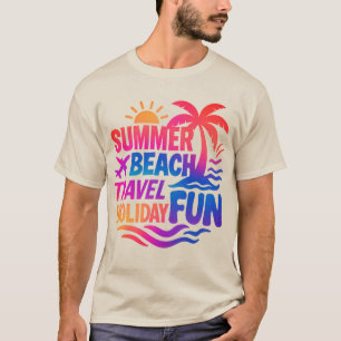 Camiseta Colagem de Tipografia de Verão Vibrante com Fusíve