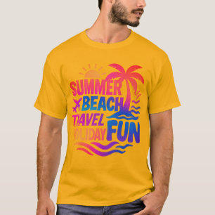 Camiseta Colagem de Tipografia de Verão Vibrante com Fusíve
