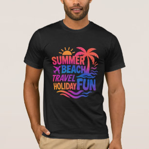 Camiseta Colagem de Tipografia de Verão Vibrante com Fusíve