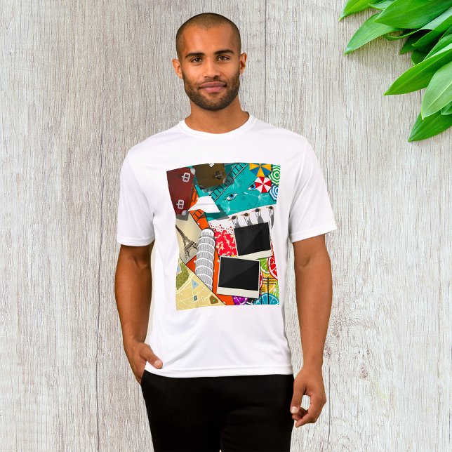 Camiseta Colagem de viagem com Férias de Marcas Terrestres  (Criador carregado)
