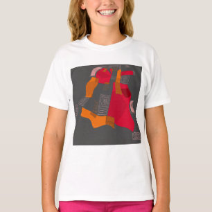 Camiseta Colagem Egípcia Sonhadora - Cinza Vermelha de Lara