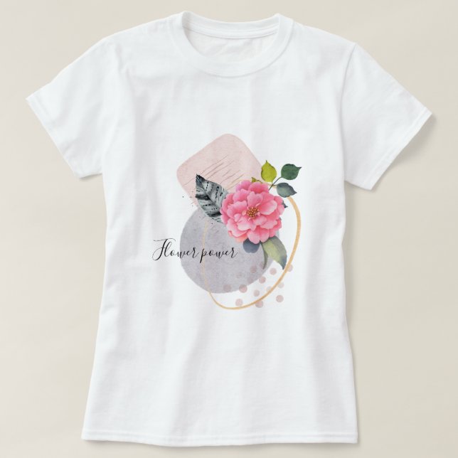 Camiseta Colagem Floral de Potência Flor (Frente do Design)