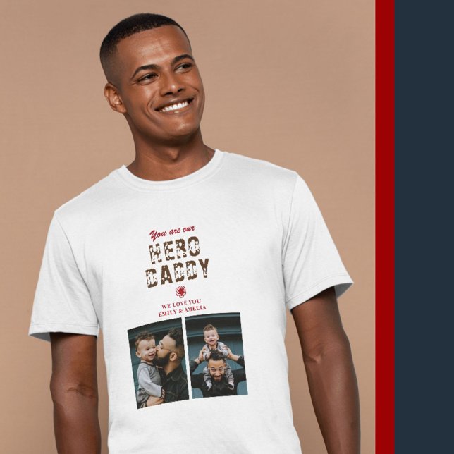 Camiseta Colagem Fotográfica do Dia 2 do Pai do Pai Herói (Criador carregado)