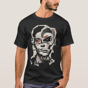 Camiseta Colagem Fragmentada de Rosto Olhar para Longe