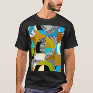 Camiseta Colagem geométrica: círculos, padrão de colheita.