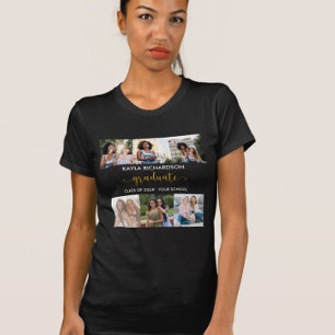 Camiseta Colagem Personalizada de 6 Fotos Graduado Dourado